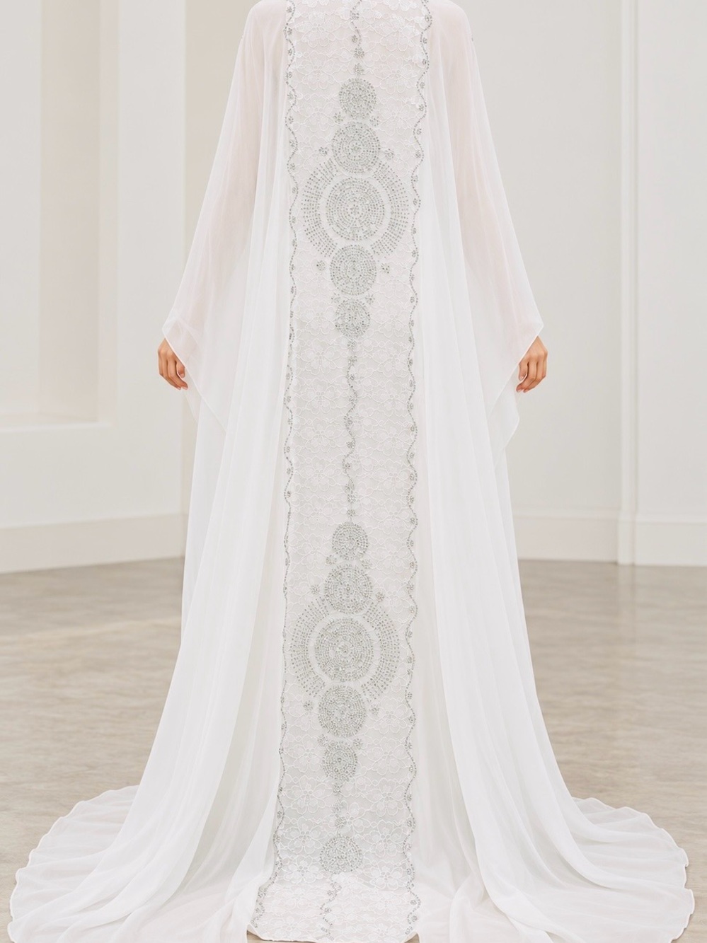 Elegant White Embellished Bridal Kaftan Dress